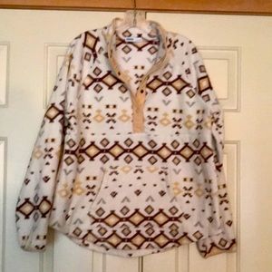 Fleece pullover, size large, western pattern.
